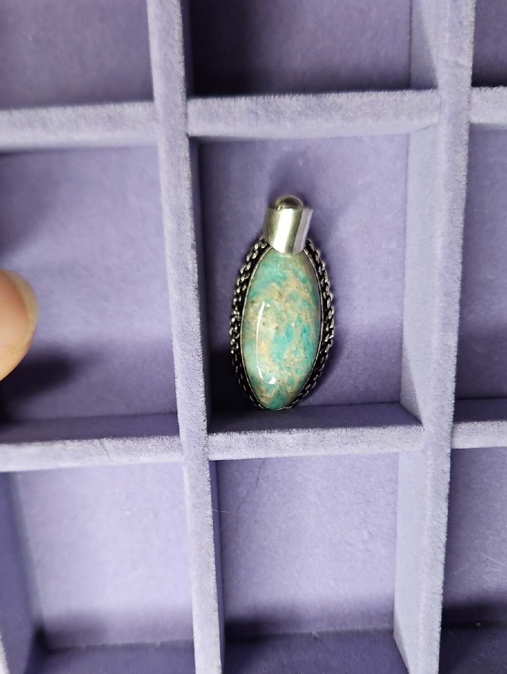 Sterling Silver Teardrop Larimar Pendant - Unbranded